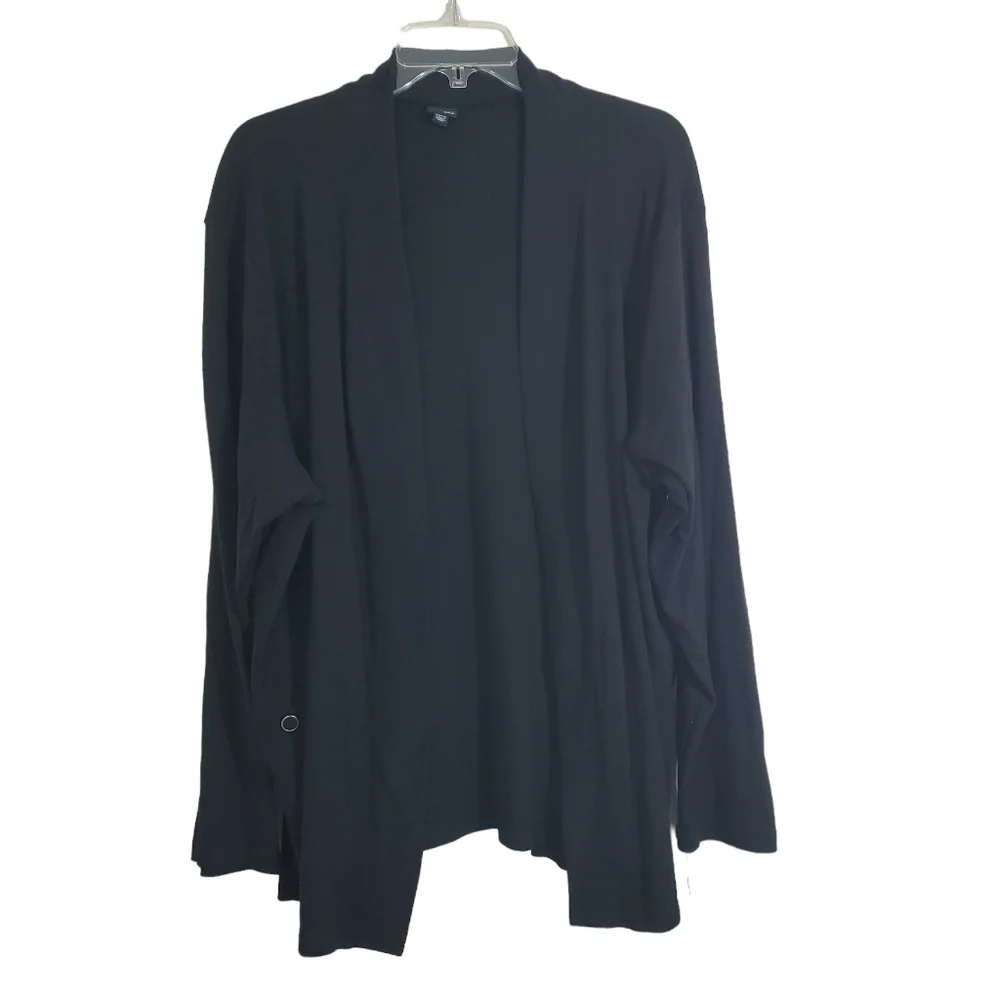 NWT Rafaella Cardigan Sweater Lightweight Black Open Front Modern Casual Knit 3X